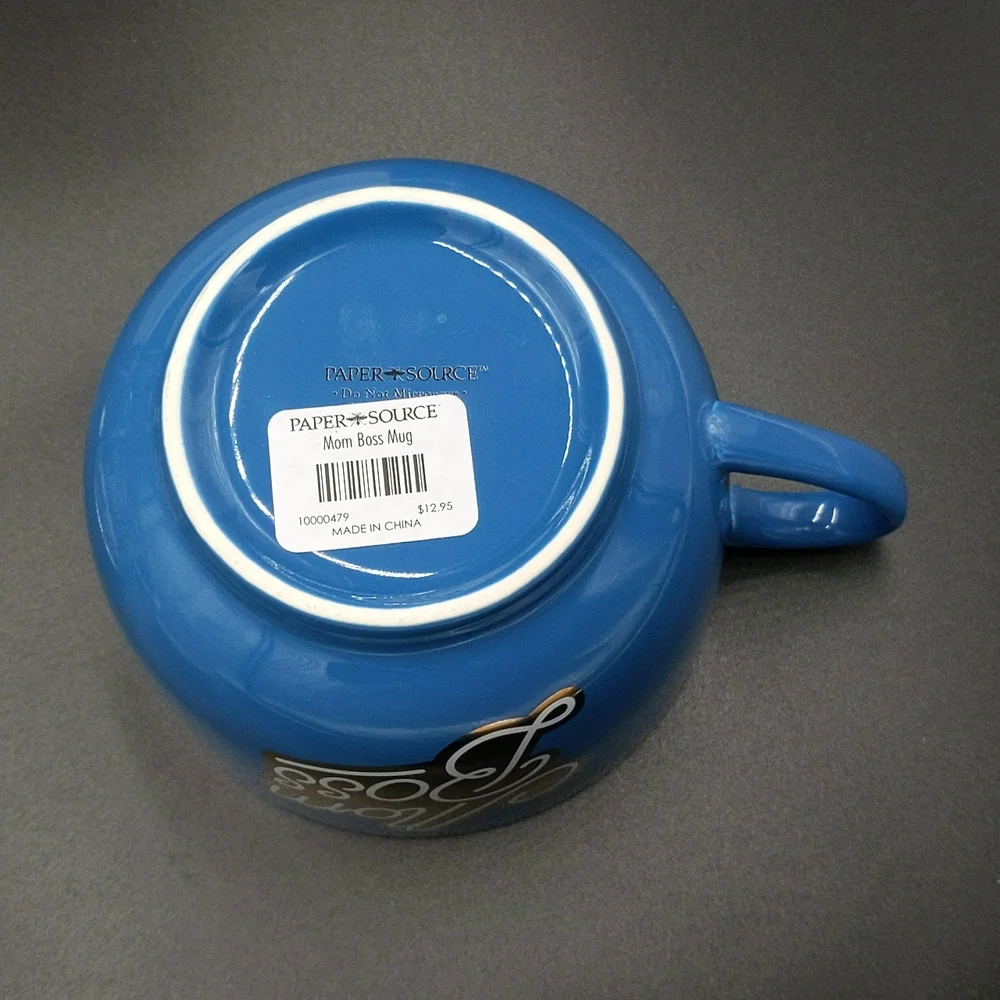 Mom Boss Coffee Tea Mug Paper Source Large Blue Metallic Gold